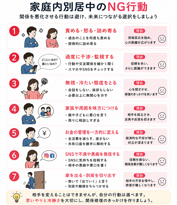 家庭内別居中のNG行動