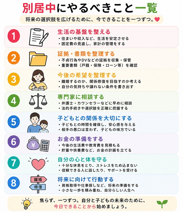 別居中にやるべきこと一覧