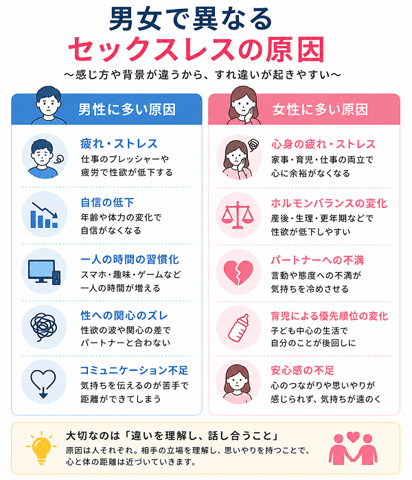 男女で異なるセックスレスの原因