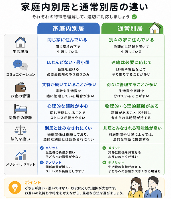 家庭内別居と通常別居の違い