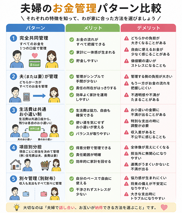 夫婦のお金管理パターン比較