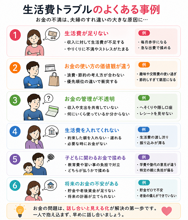 生活費トラブルのよくある事例